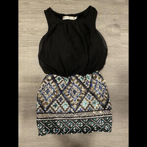 Size Small Poppies And Roses Sequin Skirt 1 Piece Dress